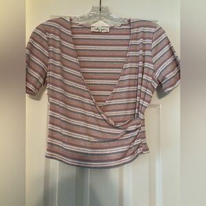 Striped Molly Green cropped ribbed top